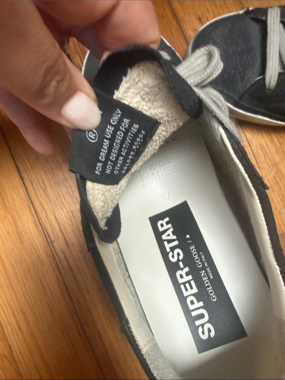 Golden Goose Black Suede Low-Top Sneakers with Gray Laces - Picture 8 of 8